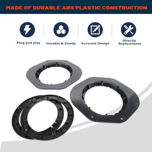 NuIth 6.5 inch Front Door Speaker Adapter Spacer Ring with Harness Connector for Ford F150 2015-2022, 6 1/2 Inch