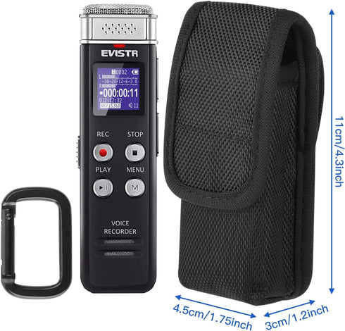 Homakover 1680D 16GB, ICD-UX570, PX370/470/560 MP3 Carrying Case for Digital Voice Recorders, Hard Bag with Carabiner