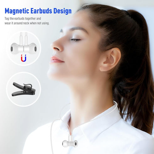 USB Headphone for PC Laptop, Magnetic Wired Earbuds with Microphone Control, Lightweight Noise Cancelling Gaming
