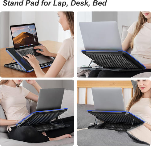 ICE COOREL Laptop Cooling Pad with 6 Fans - No Lights, Cooler for 15-17 Inches Laptops, Notebook Stand with 9 Height