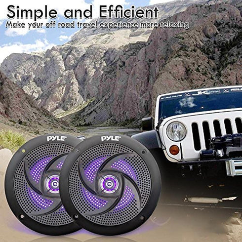 Pyle Waterproof Rated Marine Speakers - 4'' 2 Way Outdoor Audio Stereo Sound System, Pair, Black