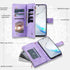 Asuwish Wallet Phone Case for Samsung Galaxy Note 10 5G - Mandala Flower, Zipper Card Holder, Tempered Glass, Purple.