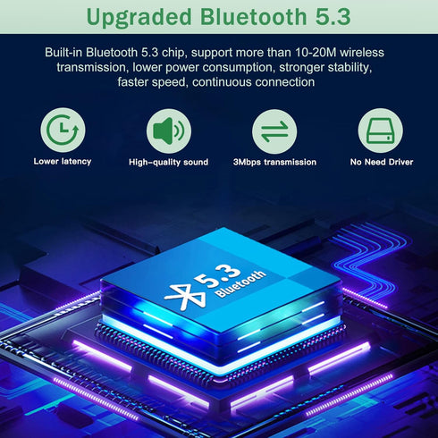 USB Bluetooth Adapter for PC, QGOO Bluetooth Dongle 5.3 EDR, Wireless Receiver for Desktop and Laptop - Green