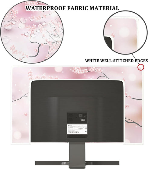 22, 23, 24, 25 Inch Baocicco Cherry Blossom Waterproof Computer Monitor Cover Watercolor Floral Japanese Chinese