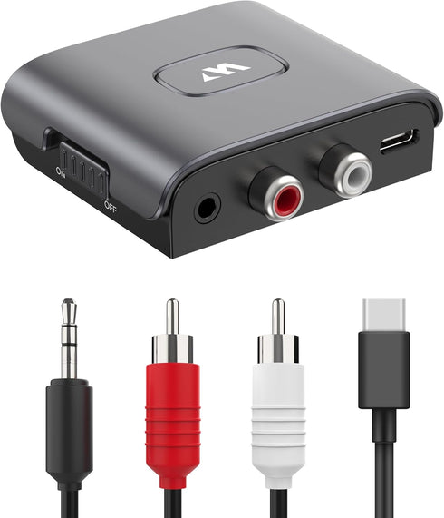 Warrky Bluetooth Audio Receiver for Home Stereo RCA and 3.5mm Audio Jack, Bluetooth