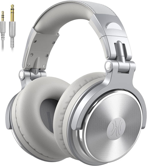 OneOdio Wired Over Ear Headphones, Studio Monitor & Mixing DJ Stereo, 50mm Neodymium Drivers, Silver