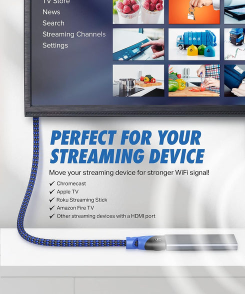 25 4k 25ft Ultra Clarity Cables High Speed HDMI Extension Cable - Feet - Male to Female HDMI Extender