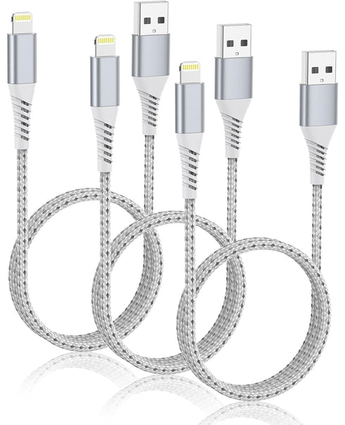 iPhone Charger Cable 2FT, 3Pack USB A to Lightning Braided Short Cable for Fast Charging Compatible with iPhone