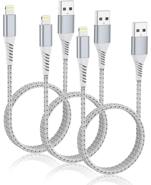 iPhone Charger Cable 2FT, 3Pack USB A to Lightning Braided Short Cable for Fast Charging Compatible with iPhone