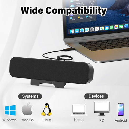 Computer Speakers for Desktop PC - Monitor Speakers for Laptop, Loud Sound, Volume Control, Clamps to Monitors