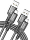 JSAUX Micro USB Cable Android Charger (2-Pack 6.6FT) Nylon Braided Cord for Galaxy S7 S6 J7 Edge Note 5, Grey