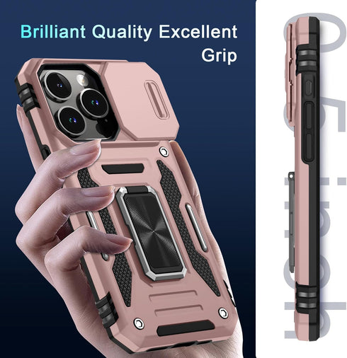DEERLAMN Military Grade Shockproof Protective Cover for iPhone 15 Pro Max with Slide Camera Cover + Screen Protector
