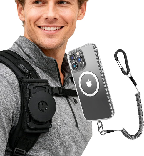 EZHIZHEYU Magnetic Cellphone Holder For Backpack Strap - Phone Shoulder Strap Clamp Mount