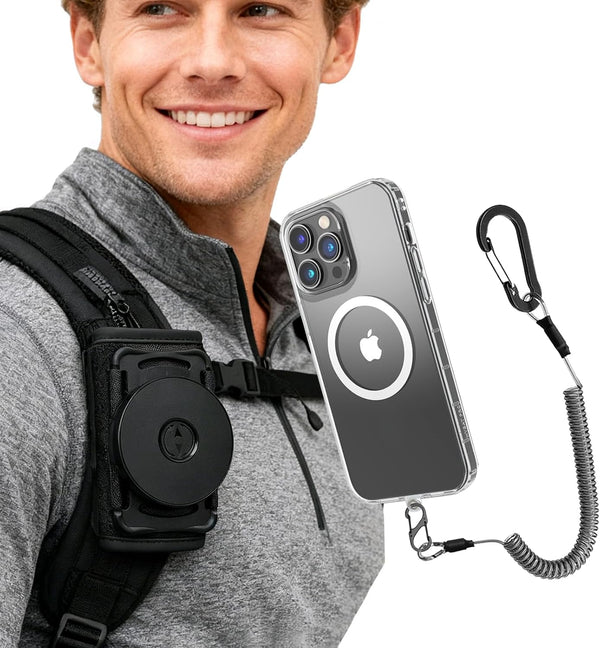 EZHIZHEYU Magnetic Cellphone Holder For Backpack Strap - Phone Shoulder Strap Clamp Mount