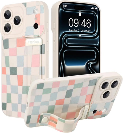 Jefonha Case for iPhone 17 Pro Silicone Phone Case with Strap for Women