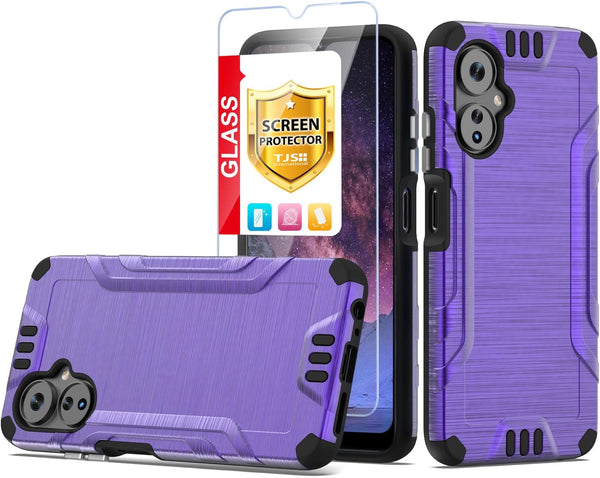 TJS Boost Mobile Celero 5G 2024 (3rd Version) Case, with Tempered Glass Screen Protector, Magnetic Support Hybrid