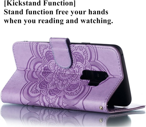 EYZUTAK Mandala Case for Samsung Galaxy S9, Premium Leather Flip Wallet with Card Slots, Magnetic Stand, Ultra Slim