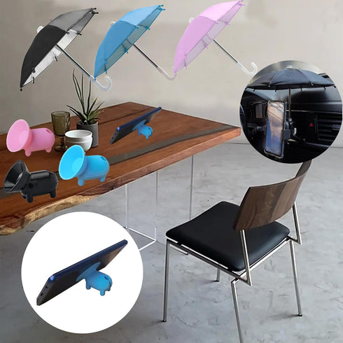 3 Pcs Phone Umbrella Cell, Outdoor Sun Phone Umbrella with Suction Cup Stand, Adjustable Piggy Suction Cup Sunshade
