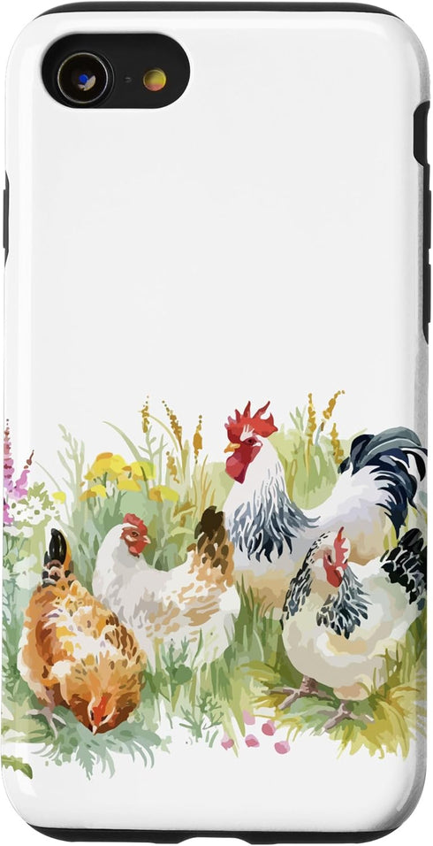 iPhone SE (2020) / 7 / 8 Cute Chicken Farm Animal Watercolor Case