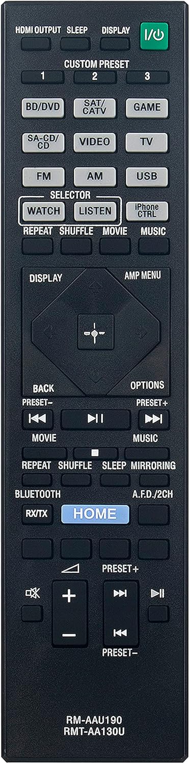 RM-AAU190 RMT-AA130U Replacement Remote for Sony AV Receiver STR-DH750, STR-DH550, STR-DN860, STR-DN1060