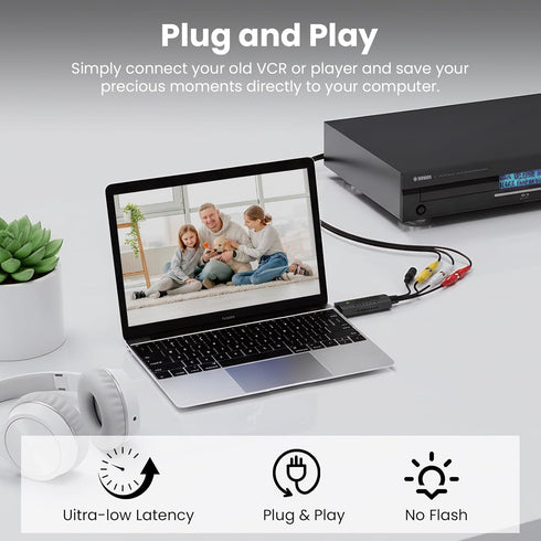 Vision DigitLink Hi8 VHS to Digital Converter, USB Video Capture Card Device, RCA to USB A Converter, Convert VHS Mini