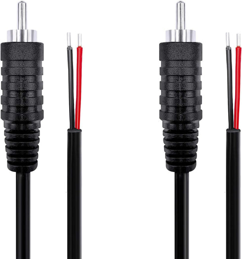 Pixelman 18AWG 6.5ft Heavy Gauge Speaker Wire RCA Adapter Plug to Bare Wire, 2 Pcs