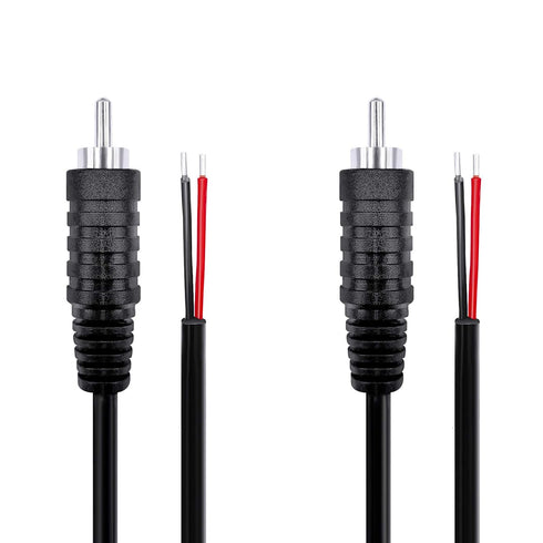 Pixelman 18AWG 3.3ft Heavy Gauge Speaker Wire, RCA Adapter Plug to Bare Wire, 2 Pcs