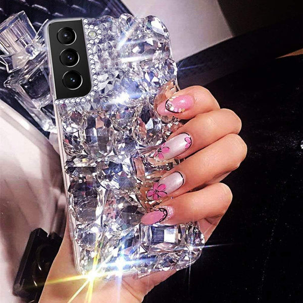 Bonitec Compatible with Galaxy S21 Case - 3D Glitter Sparkle Bling Luxury Rhinestone Diamond Bumper
