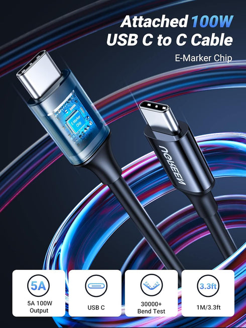UGREEN 130W USB C Car Charger, PD 100W + PD 30W Type C Adapter, Fast Charging Compatible with iPhone 16, Galaxy S24,