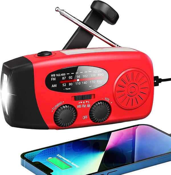 5000mAh Hand Crank Emergency Weather Radio, AM FM NOAA Solar Radio with LED Flashlight and Power Bank Charger