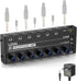 LZSIG Headphone Amplifier 6 Channel Metal Stereo Audio Amplifier, Mini Earphone Splitter with Power Adapter, TRS