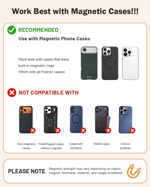 Foenor MagSafe,360Rotation 17/16/15/14/13/12 Phone Ring Holder for Magnetic Phone Grip Ultra-Thin & Lightweight