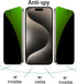 3 PCS Anti-Blue Privacy Tempered Glass for iPhone 15 Pro Anti-Spy Screen Protector Anti-Peeping Film 9H Hardness Anti-scratch 6.1 inch (Green)