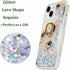 Glitter Case with Ring Holder for iPhone 15, Clear Kickstand Soft TPU Bling Girly Liquid Holiday