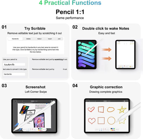 Wireless Charging Pencil 2nd Generation - Stylus Pen for iPad Pro with Palm Rejection, Compatible with iPad/Mini/Air/Pro