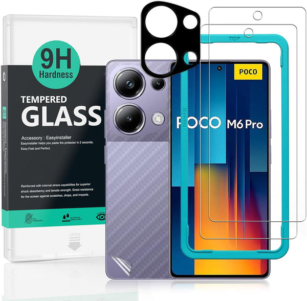 Ibywind 2 Pack Screen Protector for Xiaomi Poco M6 Pro 4G, 9H Tempered Glass with Camera Lens Protector