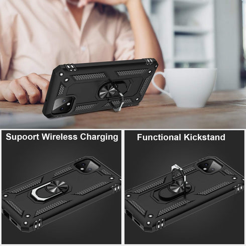 LUMARKE Google Pixel 4 Case with Screen Protector, Military Grade Protective Phone Cover with Magnetic Ring Kickstand,