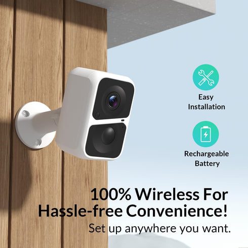 VKfoy 2K 2-Way Storage(32G Vicohome Battery-Powered WiFi Security Camera, Outdoor/Indoor with AI Motion Detection, Full