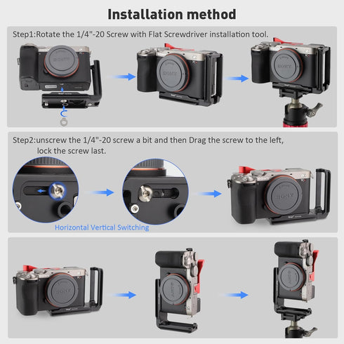 Haoge Camela L Bracket for Sony A7C2 A7CR Camera, Integrated Metal Arca Style Compatible Quick Release Plate