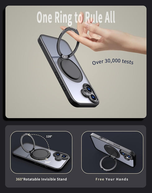 HCXLYP 17 360 2 17 for iPhone Case with Magnetic Stand, Compatible with MagSafe, with Tempered Glass Film