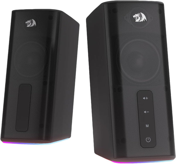 Redragon GS814 Stereo Desktop Speaker, 20W Output, 4 Real Units, BT 5.0/3.5mm AUX, Enhanced Bass, Dynamic RGB Lighting