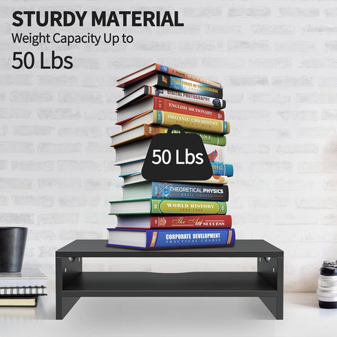 Zimilar Monitor Stand Riser, 2 Tiers Laptop Computer Riser for PC Screen, Wooden Storage Organizer