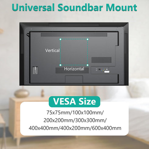 WALI Sound Bar Mount Bracket for Mounting Above or Under TV, Adjustable 3 Angled Extension Arm, Fits Most 23 to 65 Inch