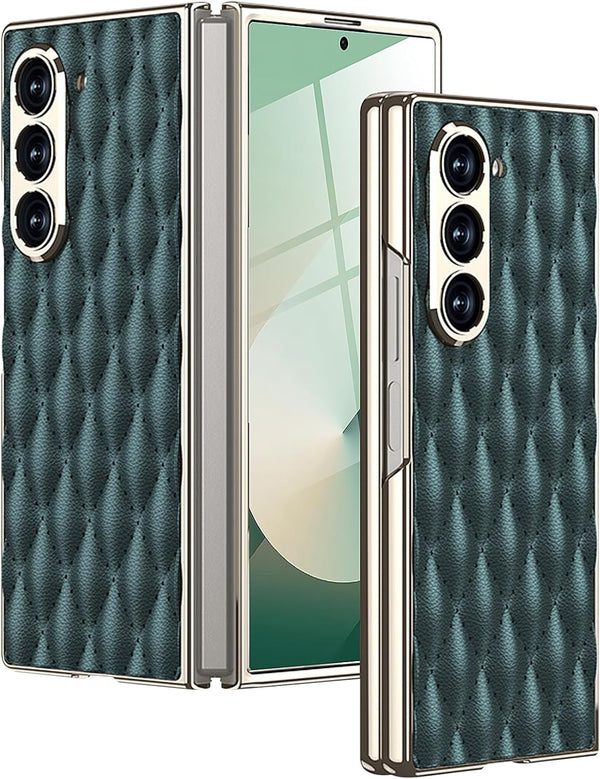 Miimall Slim Fit for Samsung Galaxy Z Fold 6 Case, Camera Protection, Ultra Thin PU Leather Luxury Case, Green