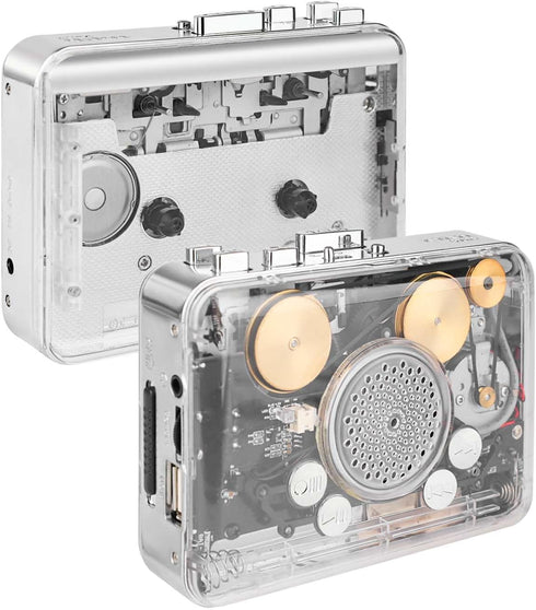 Portable Clear Stereo Auto Reverse Cassette PlayerConvert Tapes to MP3 Format via