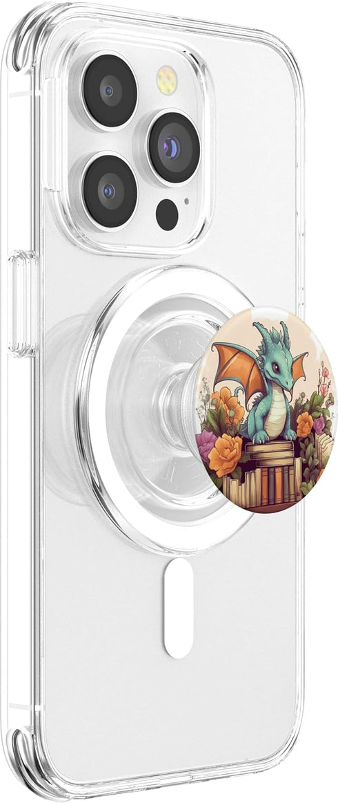 Librarian Book Lover Dragon PopGrip for iPhone, MagSafe