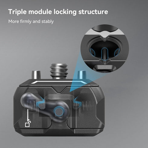 SMALLRIG Quick Release Plate Drop-in HawkLock Mini Camera Mount Adapter with 1/4" Screw for Tripod