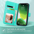 ULAK Compatible with iPhone 12/12 Pro Wallet Case, RFID Blocking PU Leather with Card Holder, Kickstand, Mint Flower