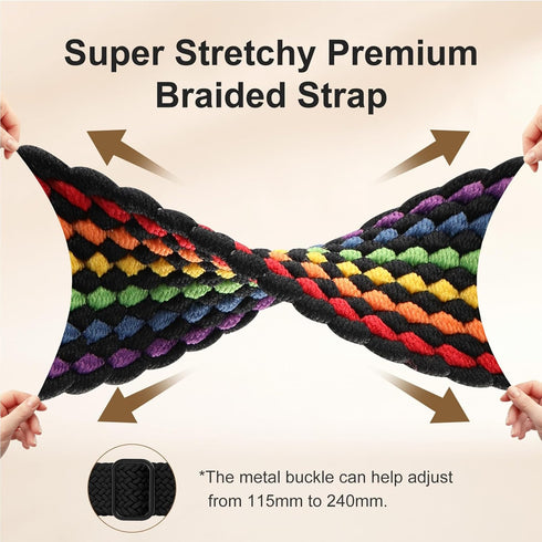 Maledan Braided Stretchy Band, Compatible for Fitbit Sense/Fitbit Versa 3/4/Sense 2, Soft Elastic Strap Bracelet