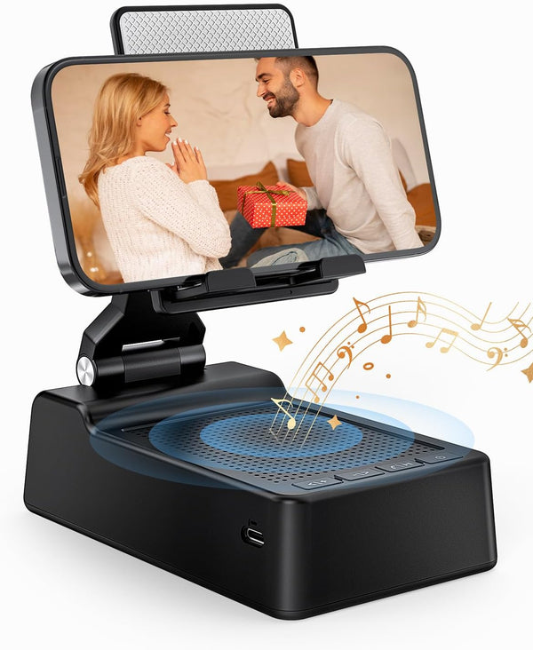 Gifts for Men Women, Phone Stand with Bluetooth Speaker, HD Surround Sound, Compatible with All iPhone/Android Phones,